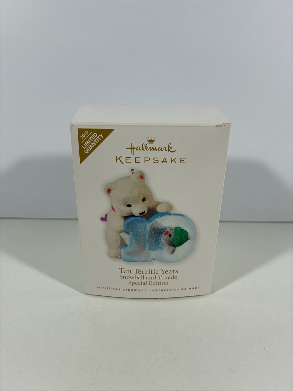 2010 Ten Terrific Years Snowball and Tuxedo Hallmark Keepsake Ornament Limited